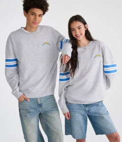 Los Angeles Chargers Striped Sleeve Crew Sweatshirt