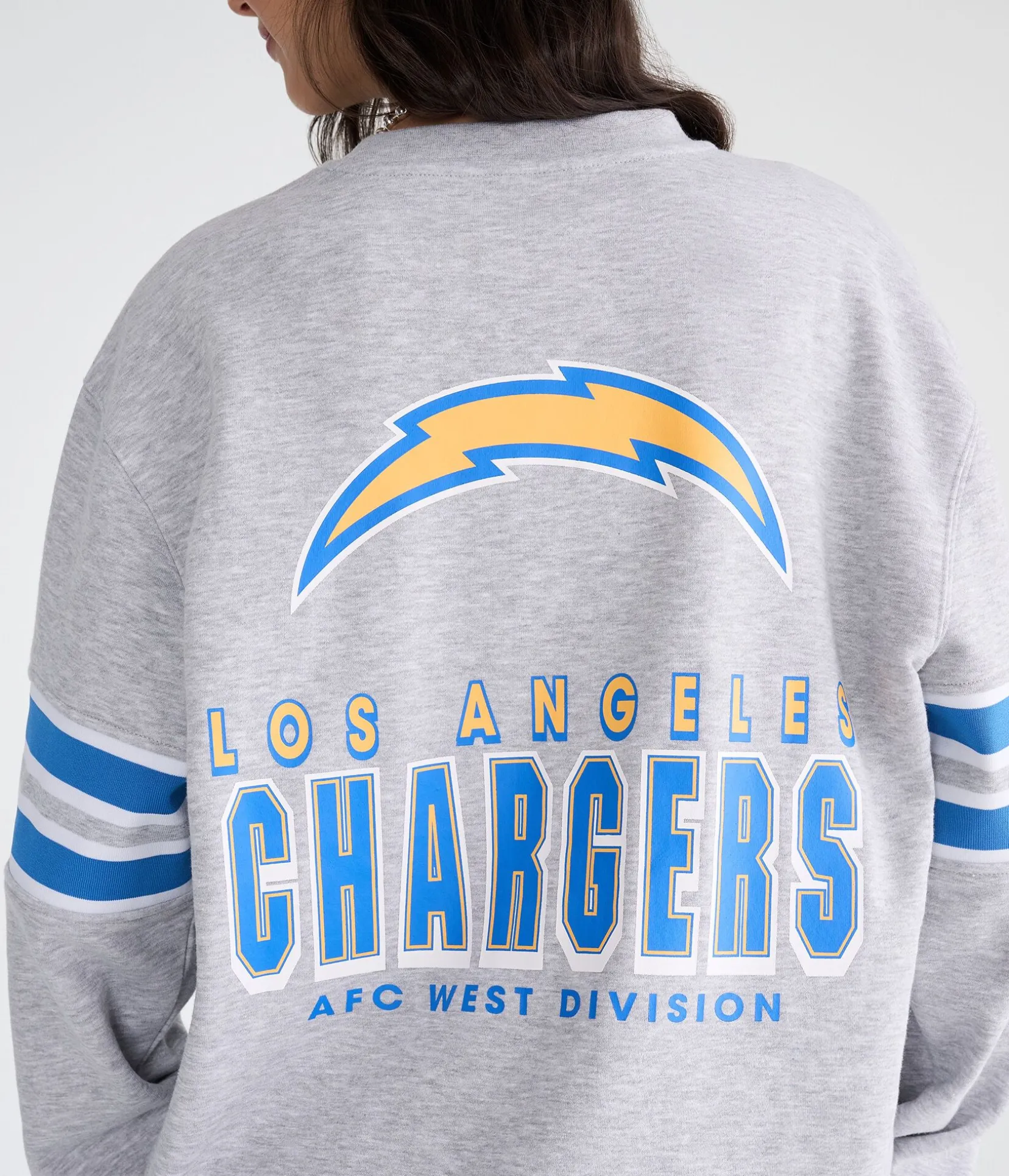 Los Angeles Chargers Striped Sleeve Crew Sweatshirt
