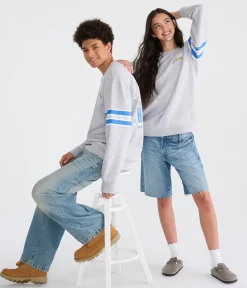 Los Angeles Chargers Striped Sleeve Crew Sweatshirt