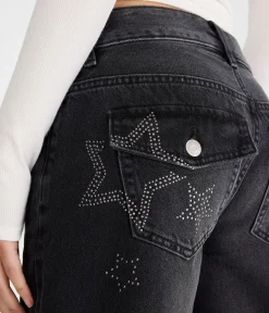 Low-Rise Baggy Wide Leg Studded Star Jean