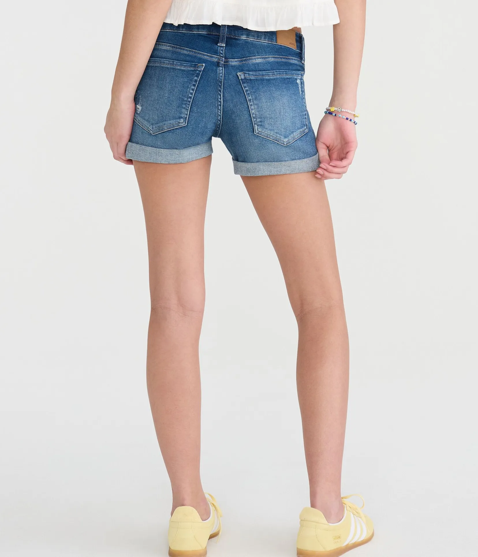 Low-Rise Denim Midi Shorts