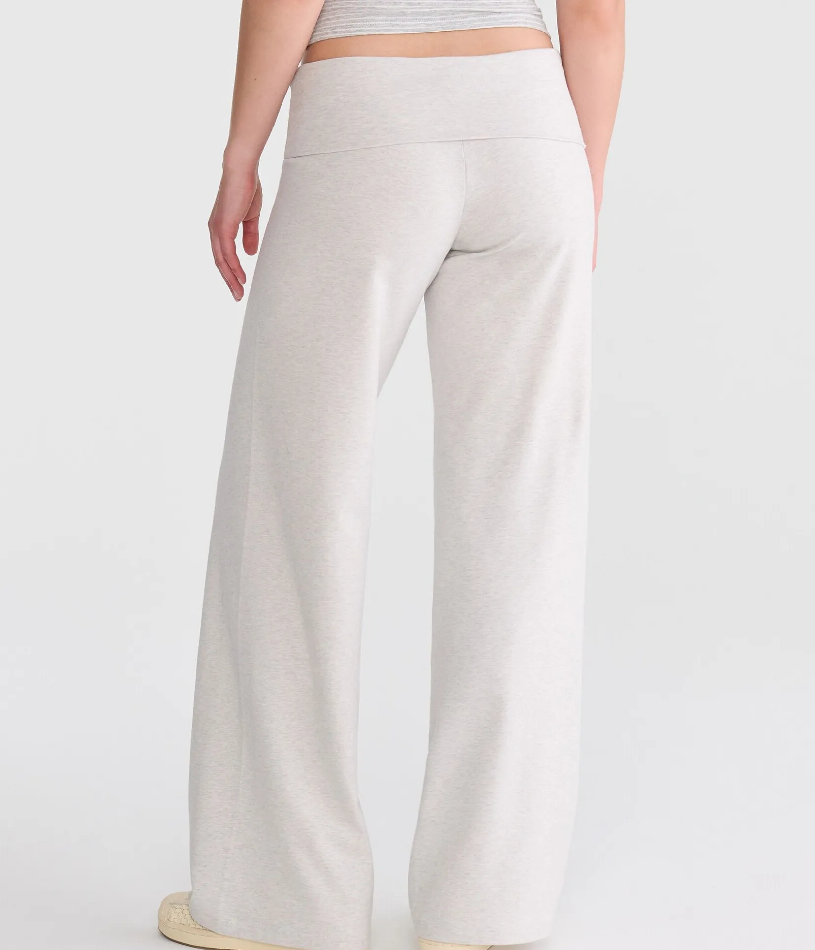 Low-Rise Fold-Over Wide Leg Pants