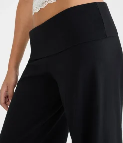 Low-Rise Fold-Over Wide Leg Pants