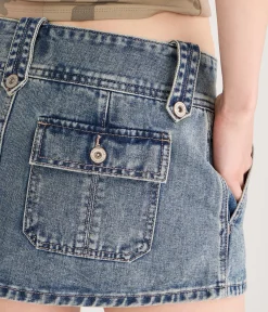 Low-Rise Micro Denim Skirt