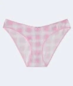 Low-Rise Pink Plaid Bikini