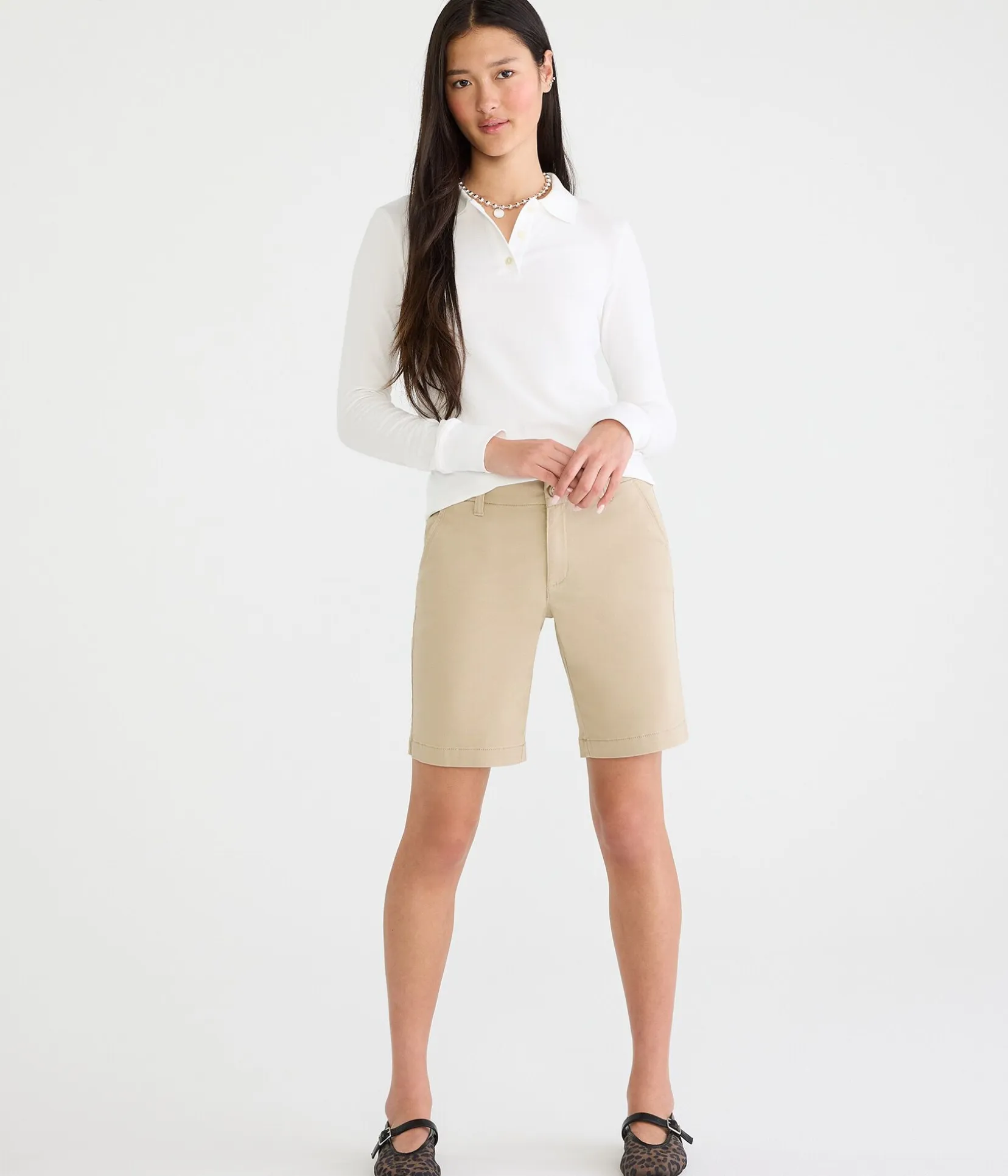 Low-Rise Uniform Bermuda Shorts