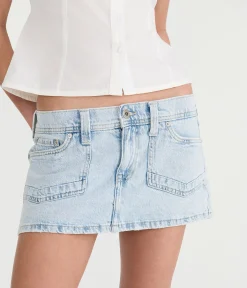 Low-Rise Utility Micro Denim Skirt