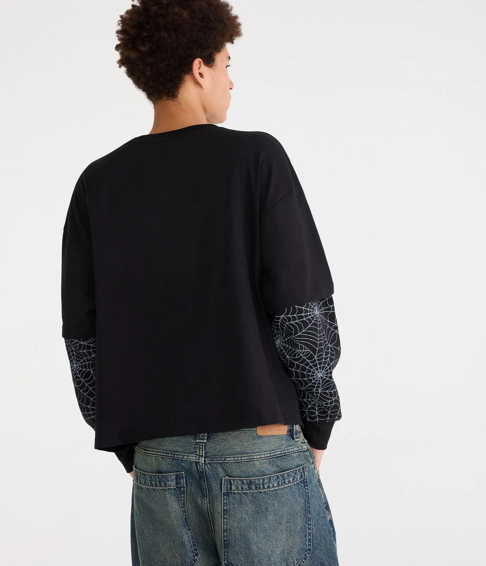 Marvel | Aéropostale Long Sleeve Spider-Man Spiderwebs Boxy 2Fer Tee