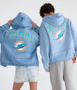 Miami Dolphins Full-Zip Hooded Denim Jacket