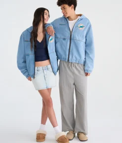 Miami Dolphins Full-Zip Hooded Denim Jacket
