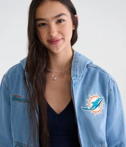 Miami Dolphins Full-Zip Hooded Denim Jacket