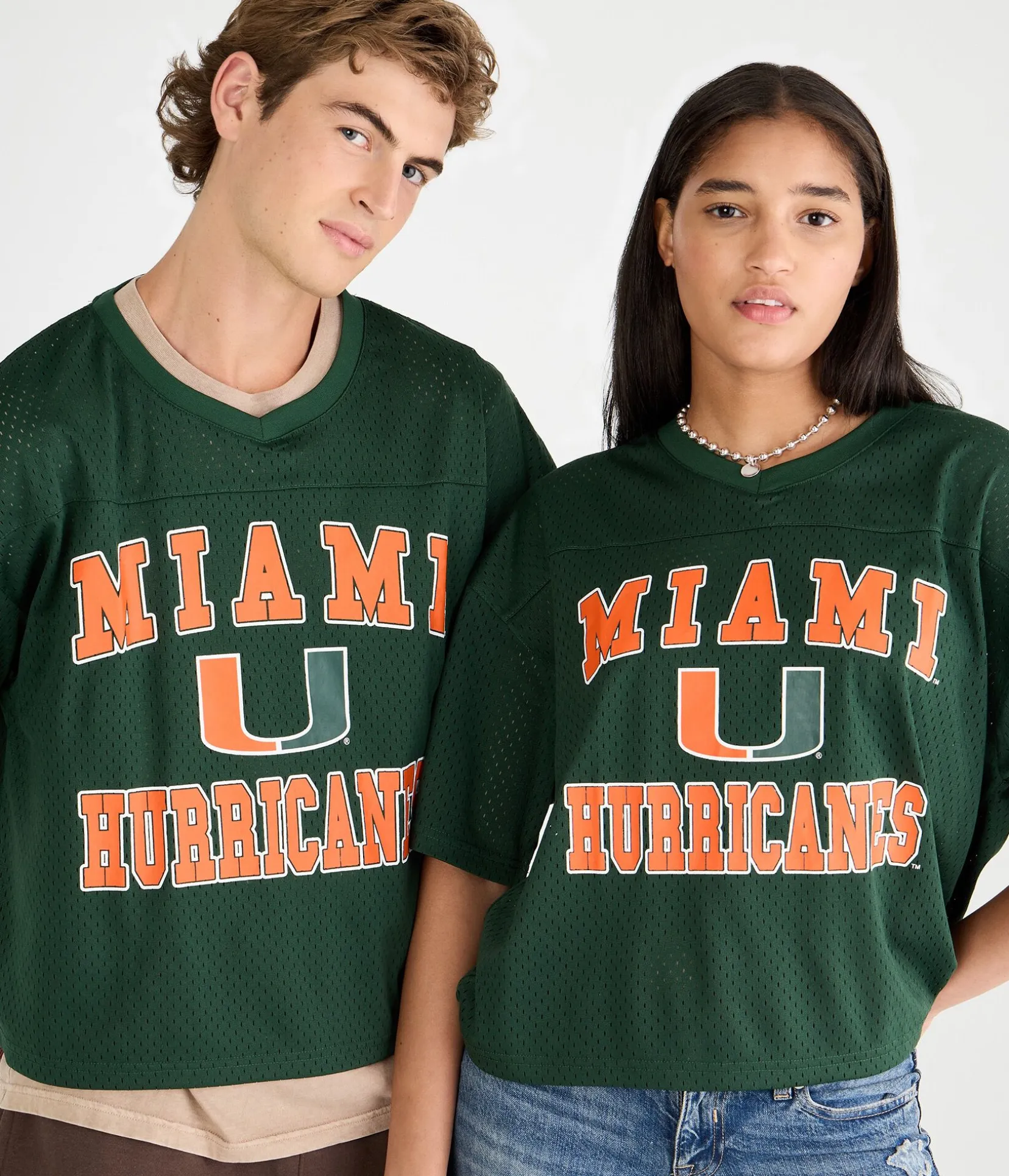 Miami Hurricanes Boxy Mesh V-Neck Top
