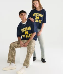 Michigan Wolverines Boxy Mesh V-Neck Top