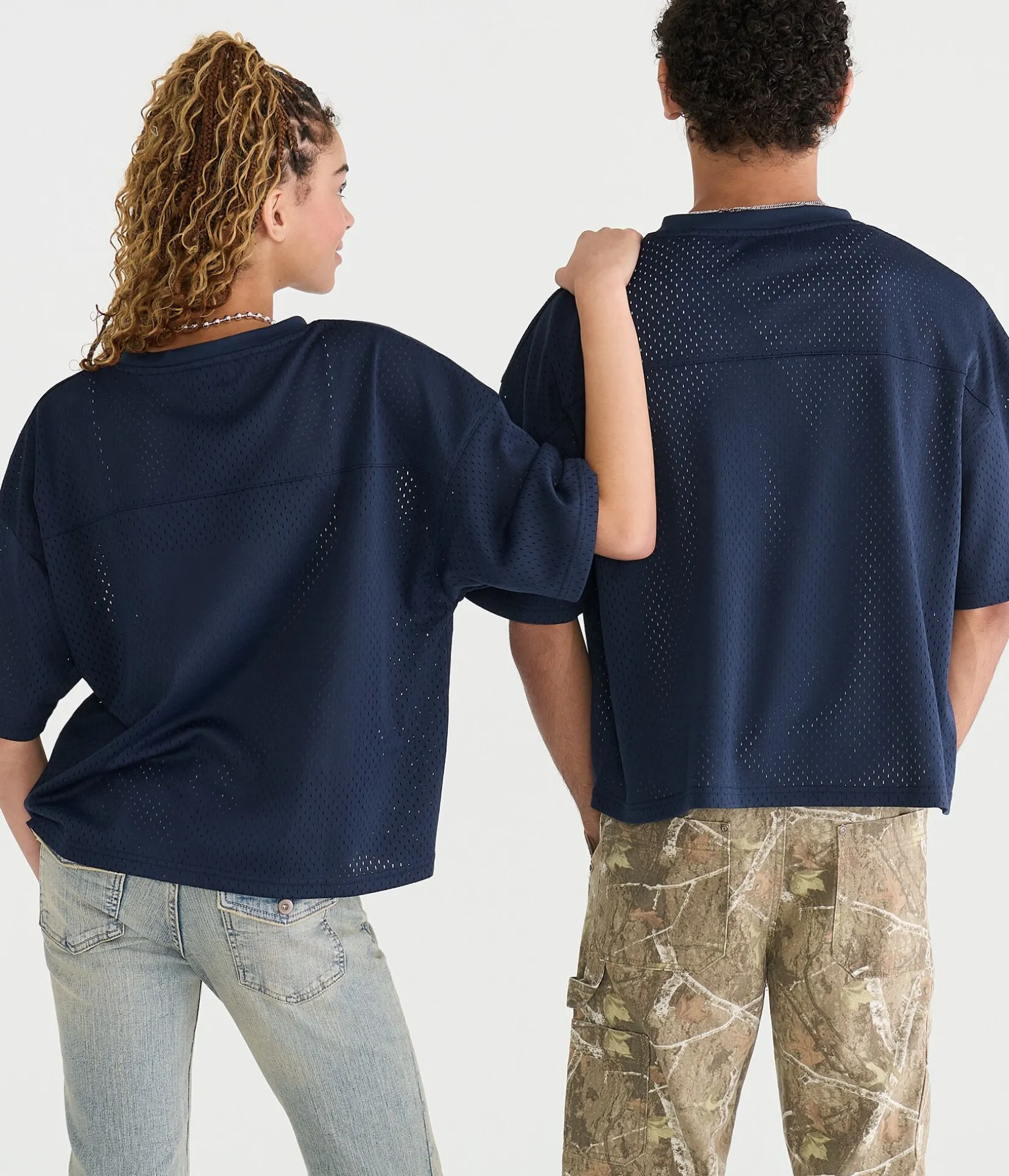 Michigan Wolverines Boxy Mesh V-Neck Top