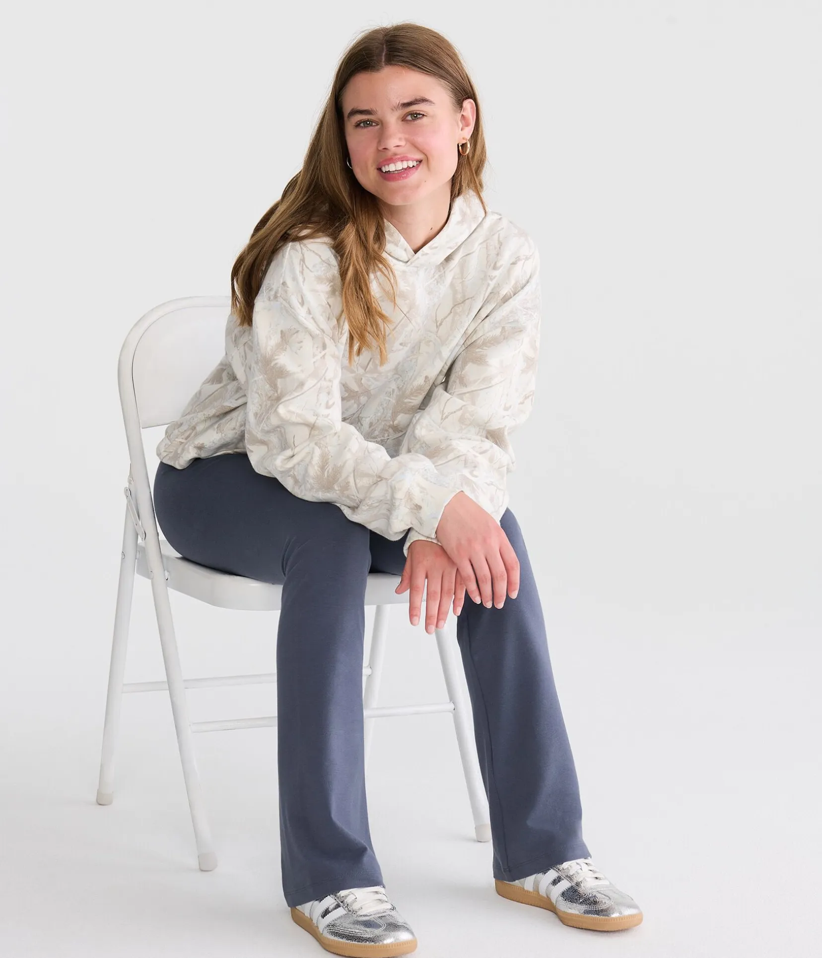 Mid-Rise Fold-Over Bootcut Pants