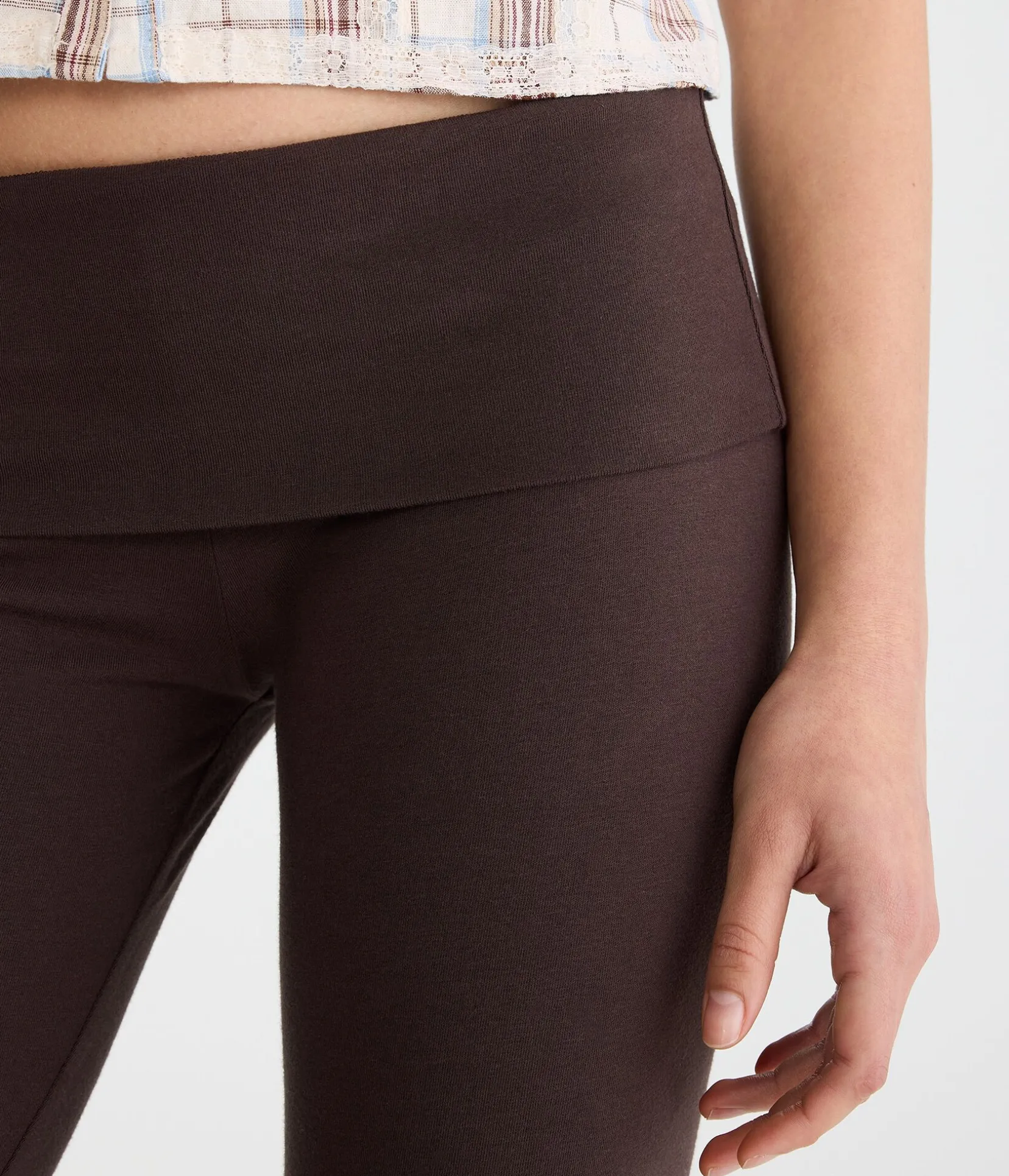 Mid-Rise Fold-Over Bootcut Pants
