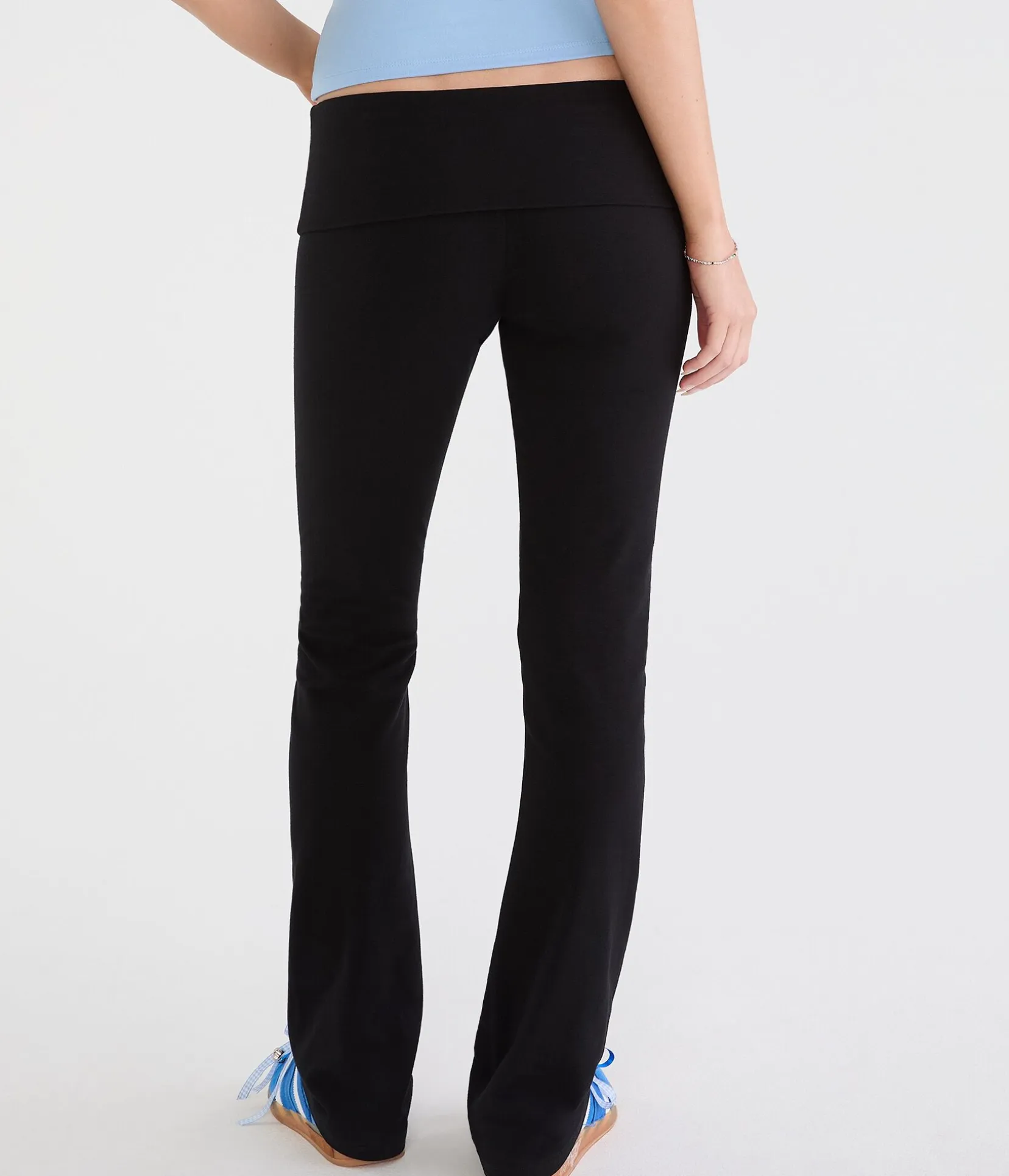 Mid-Rise Fold-Over Bootcut Pants