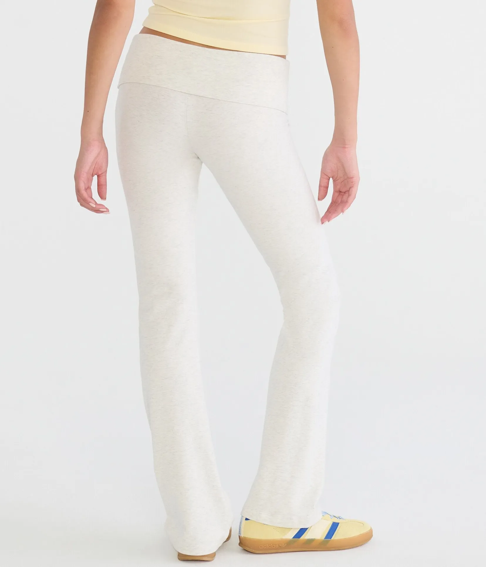 Mid-Rise Fold-Over Bootcut Pants
