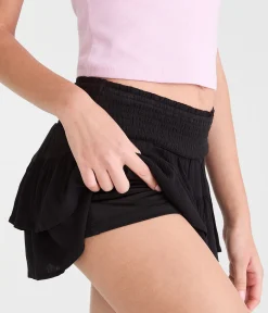 Mid-Rise Tiered Ruffle Skort