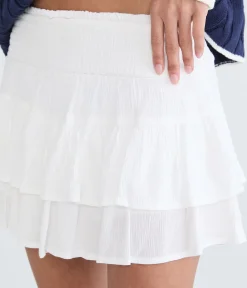 Mid-Rise Tiered Ruffle Skort