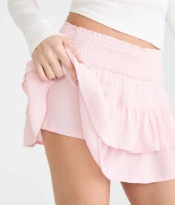 Mid-Rise Tiered Ruffle Skort