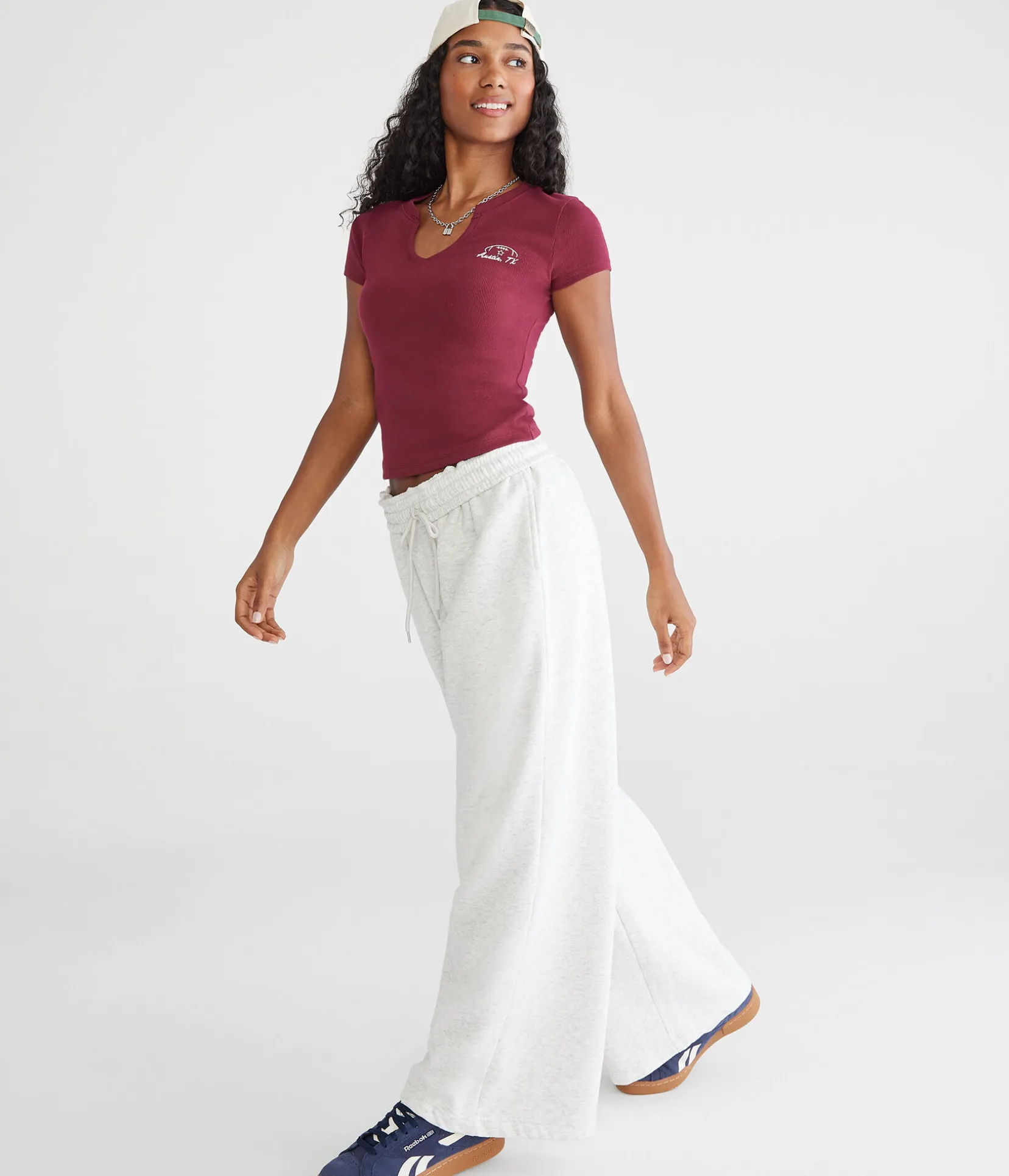 Mid-Rise Wide Leg Sweatpants