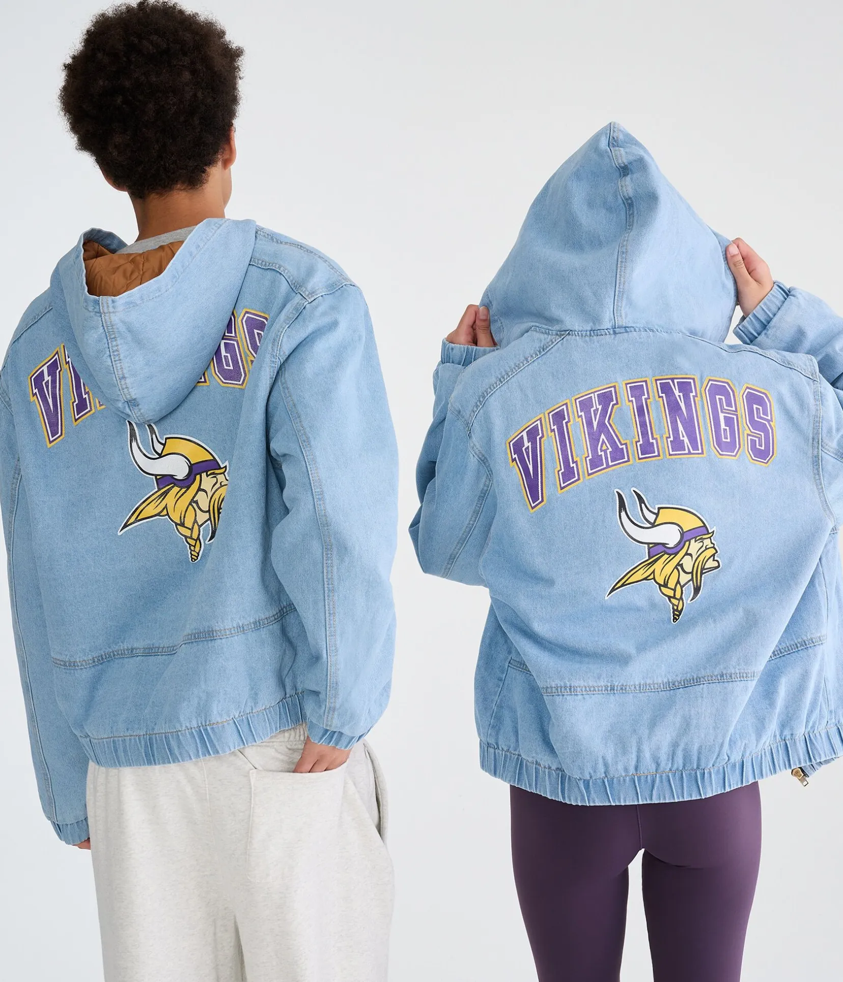 Minnesota Vikings Full-Zip Hooded Denim Jacket