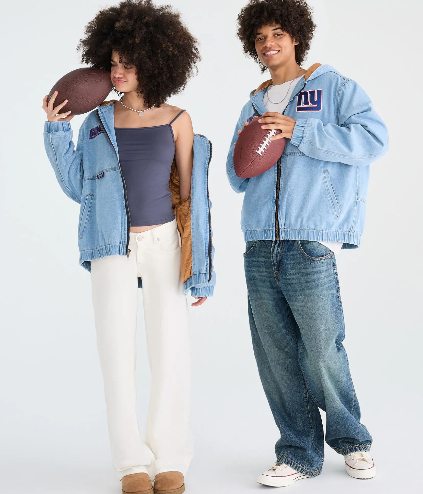 New York Giants Full-Zip Hooded Denim Jacket