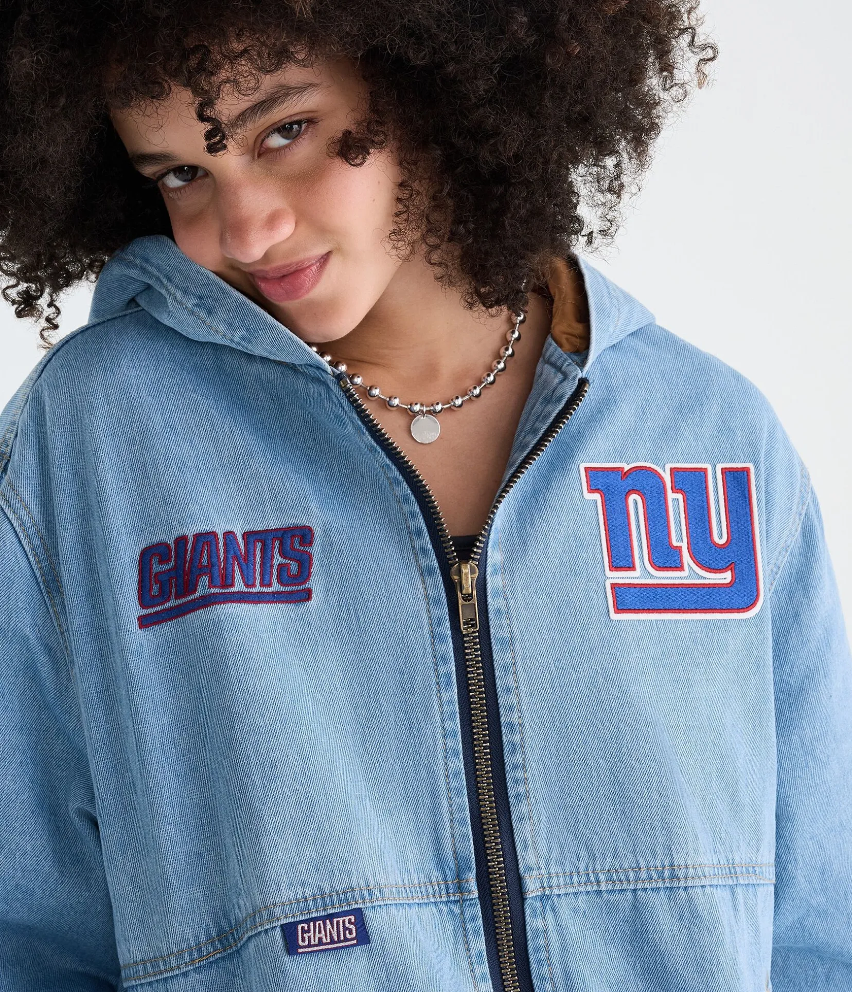 New York Giants Full-Zip Hooded Denim Jacket