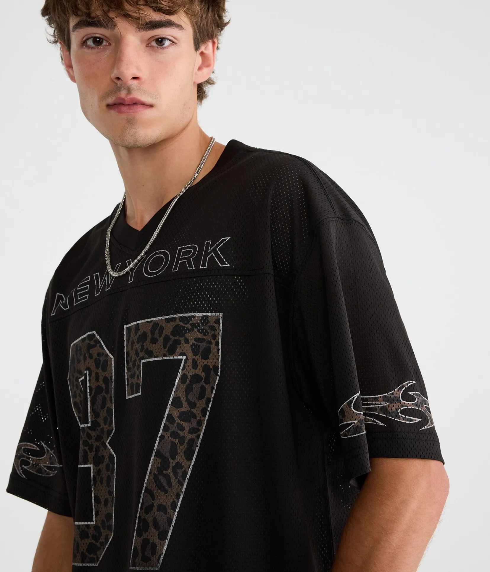 New York 87 V-Neck Boxy Mesh Jersey