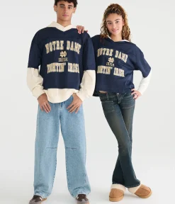 Notre Dame Fightin' Irish Boxy Mesh V-Neck Top
