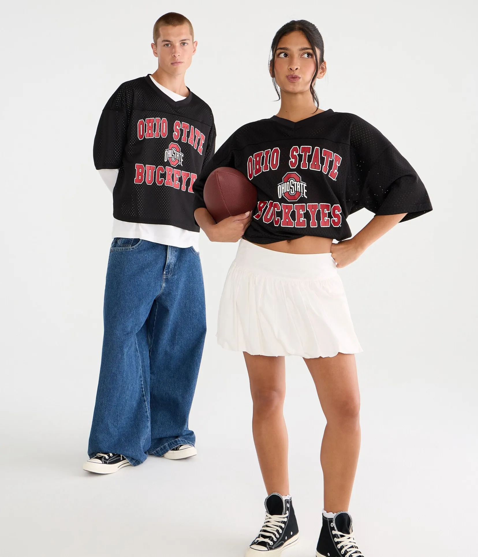 Ohio State Buckeyes Boxy Mesh V-Neck Top
