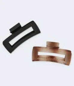 Open Rectangle Claw Hair Clip 2-Pack