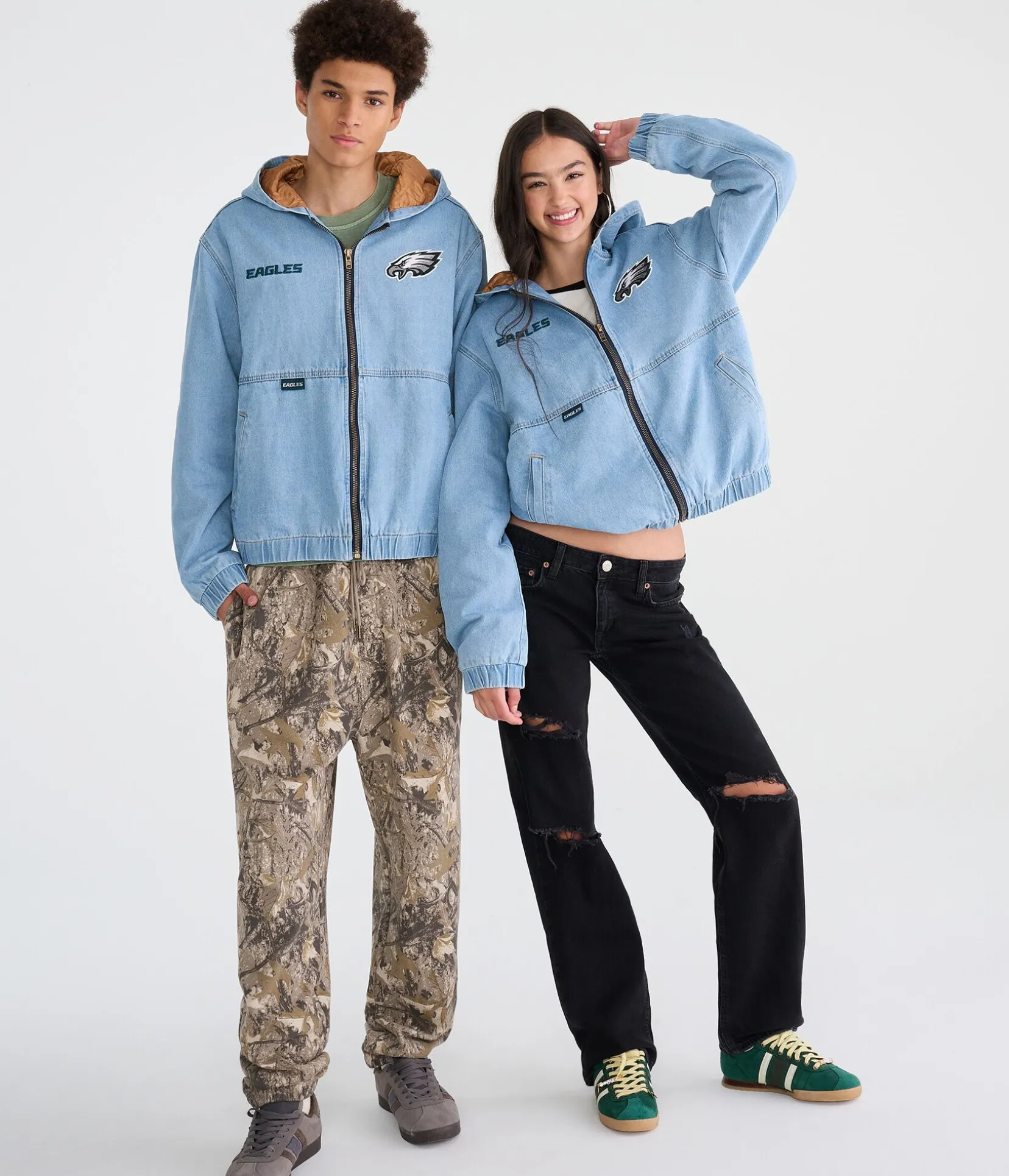 Philadelphia Eagles Full-Zip Hooded Denim Jacket