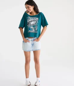 Philadelphia Eagles Off-The-Shoulder Graphic Tee