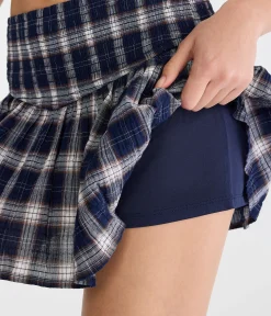 Plaid Smocked Mini Skirt