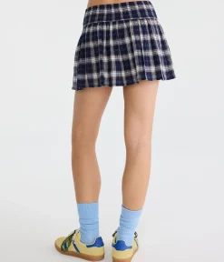 Plaid Smocked Mini Skirt