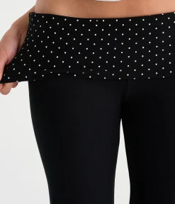 Polka Dot Mid-Rise Fold-Over Bootcut Pants
