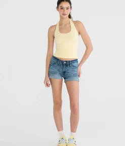 Premium Seriously Stretchy Low-Rise Denim Midi Shorts