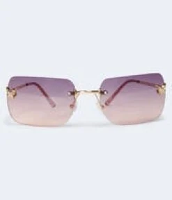 Rhinestone Butterfly Rimless Sunglasses