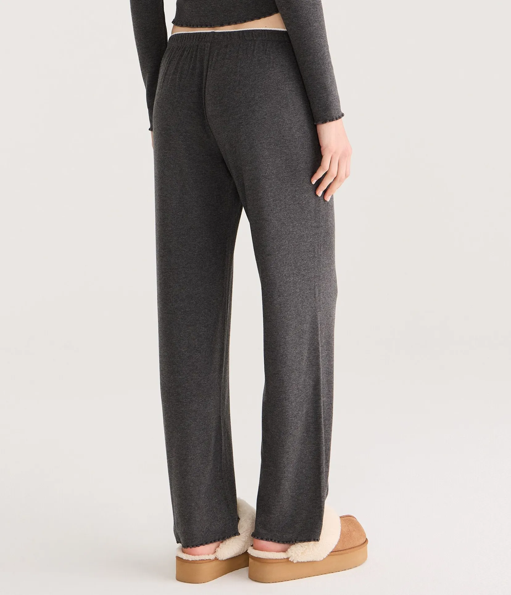 Ribbed Lettuce-Edge Sleep Pants