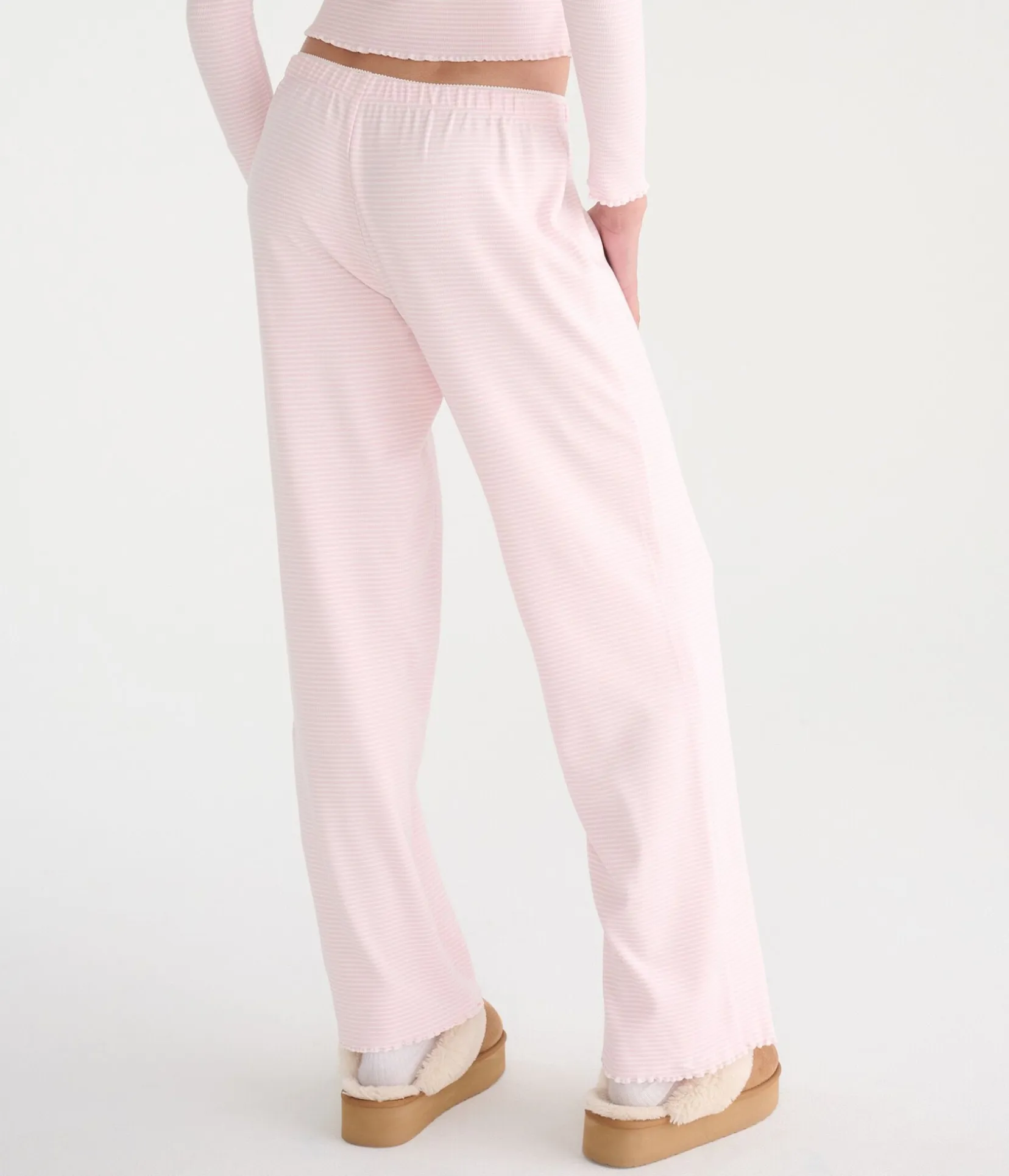 Ribbed Lettuce-Edge Sleep Pants