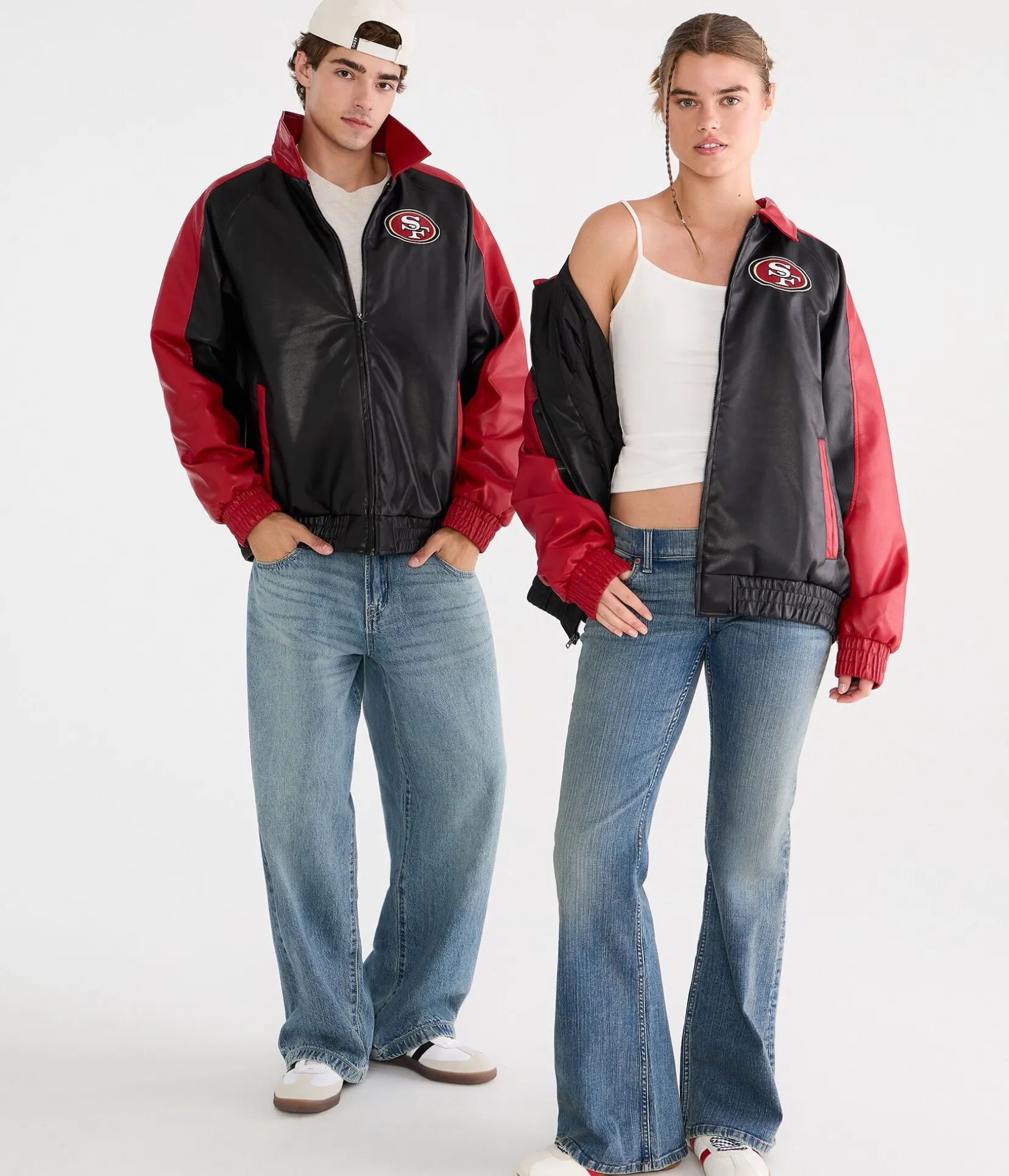 San Francisco 49ers Faux Leather Full-Zip Jacket