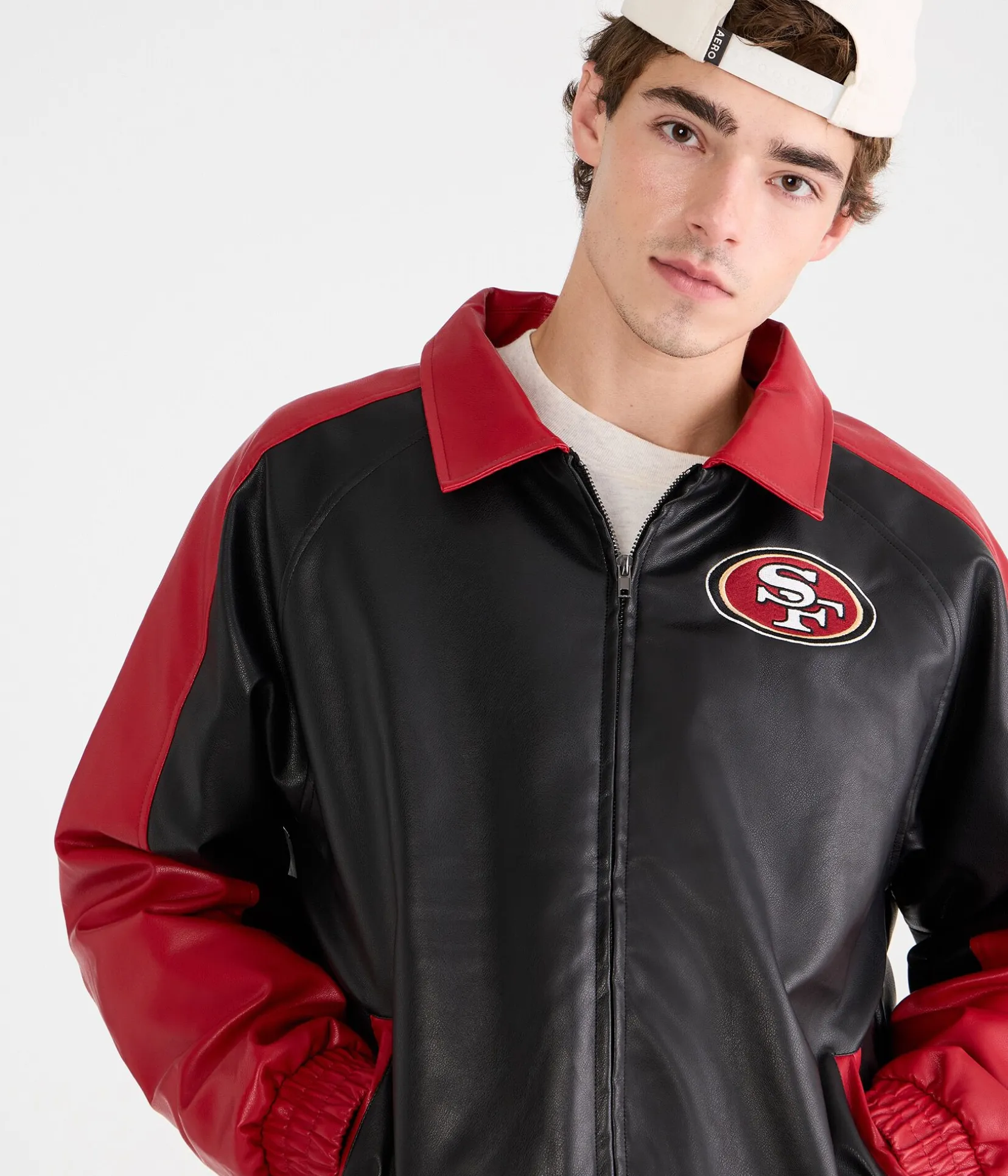 San Francisco 49ers Faux Leather Full-Zip Jacket
