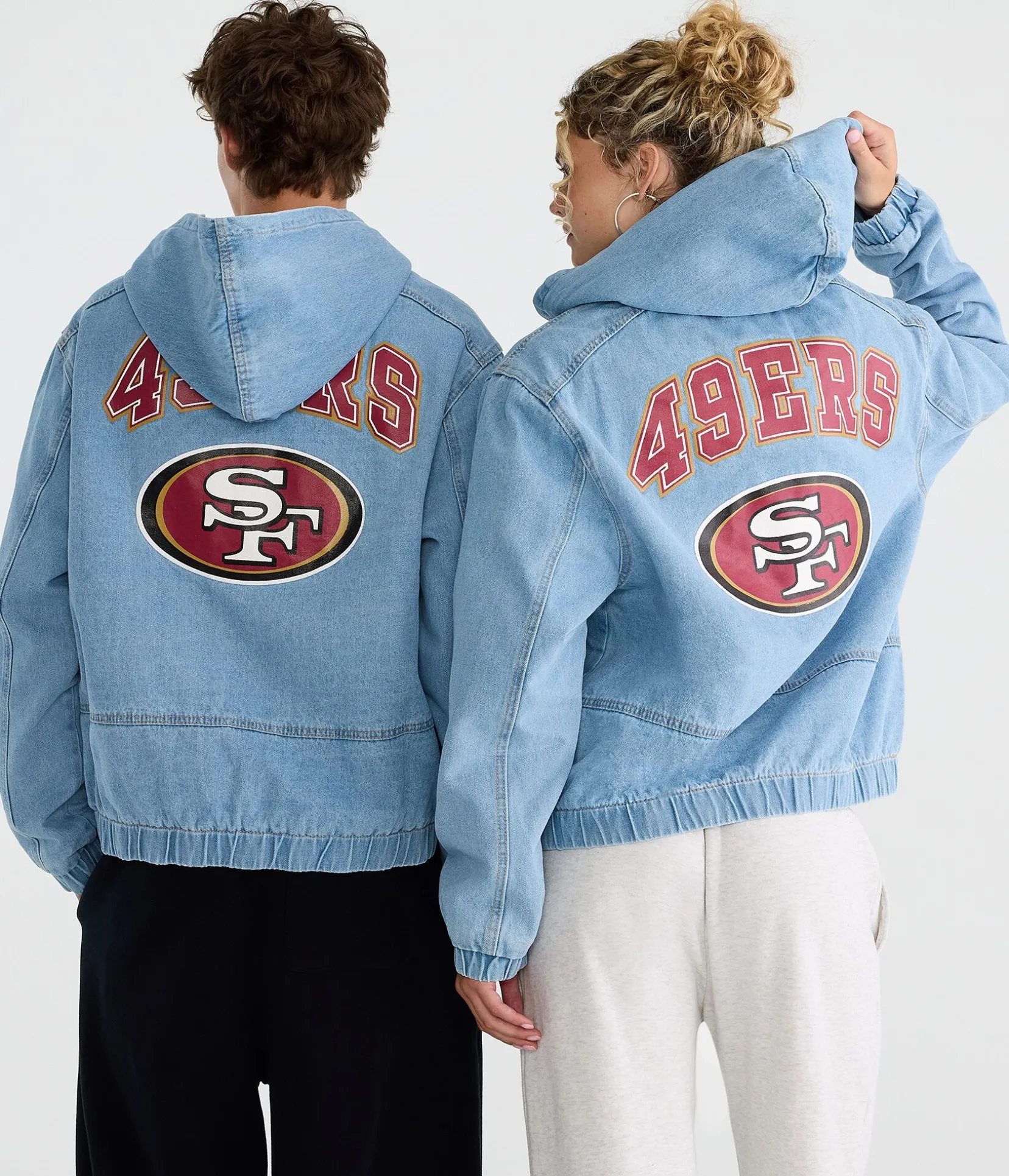San Francisco 49ers Full-Zip Hooded Denim Jacket