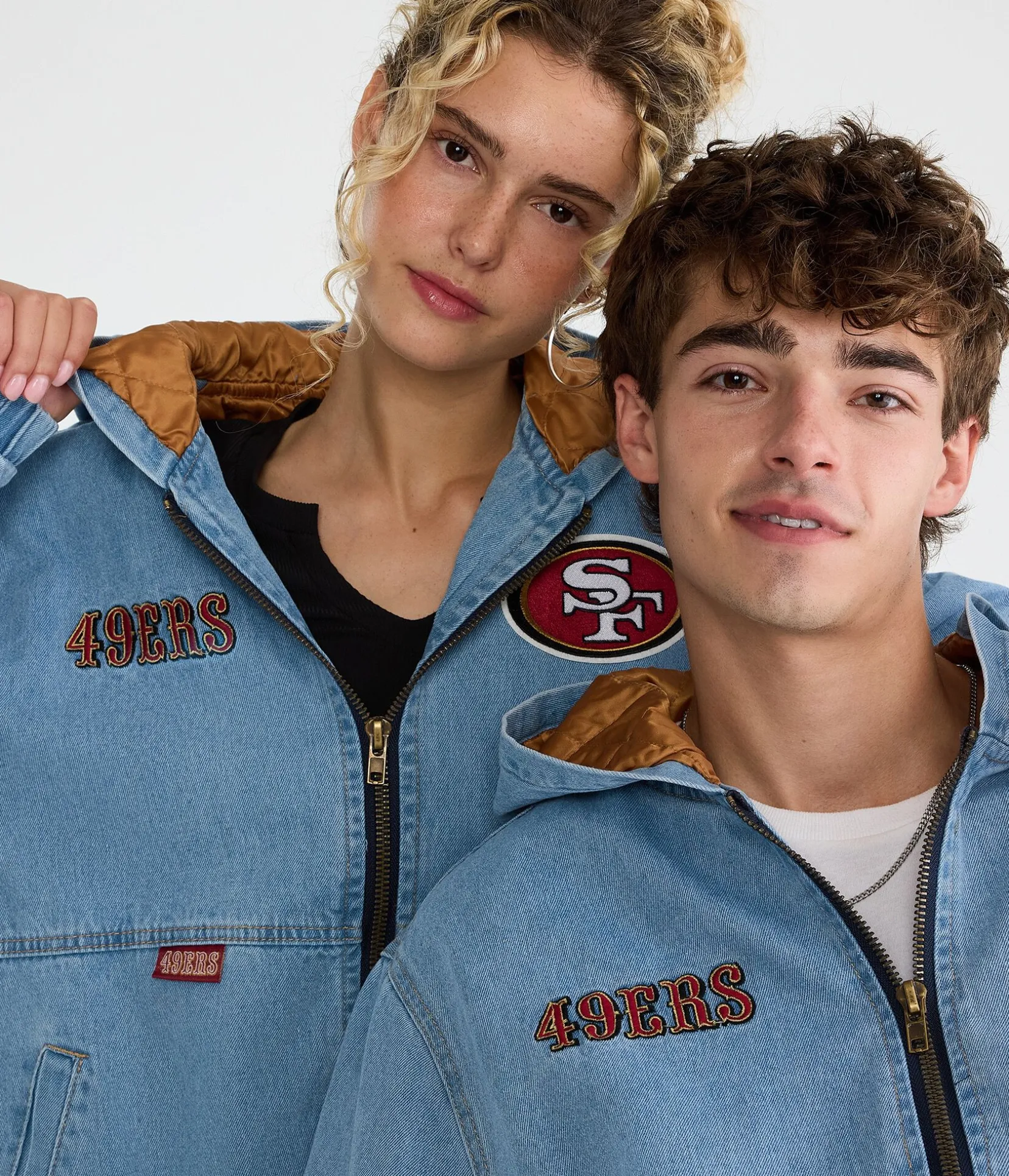 San Francisco 49ers Full-Zip Hooded Denim Jacket