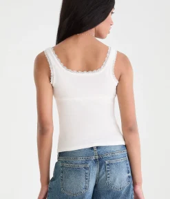 Seriously Soft Lace-Trim Buttoned Tank Top
