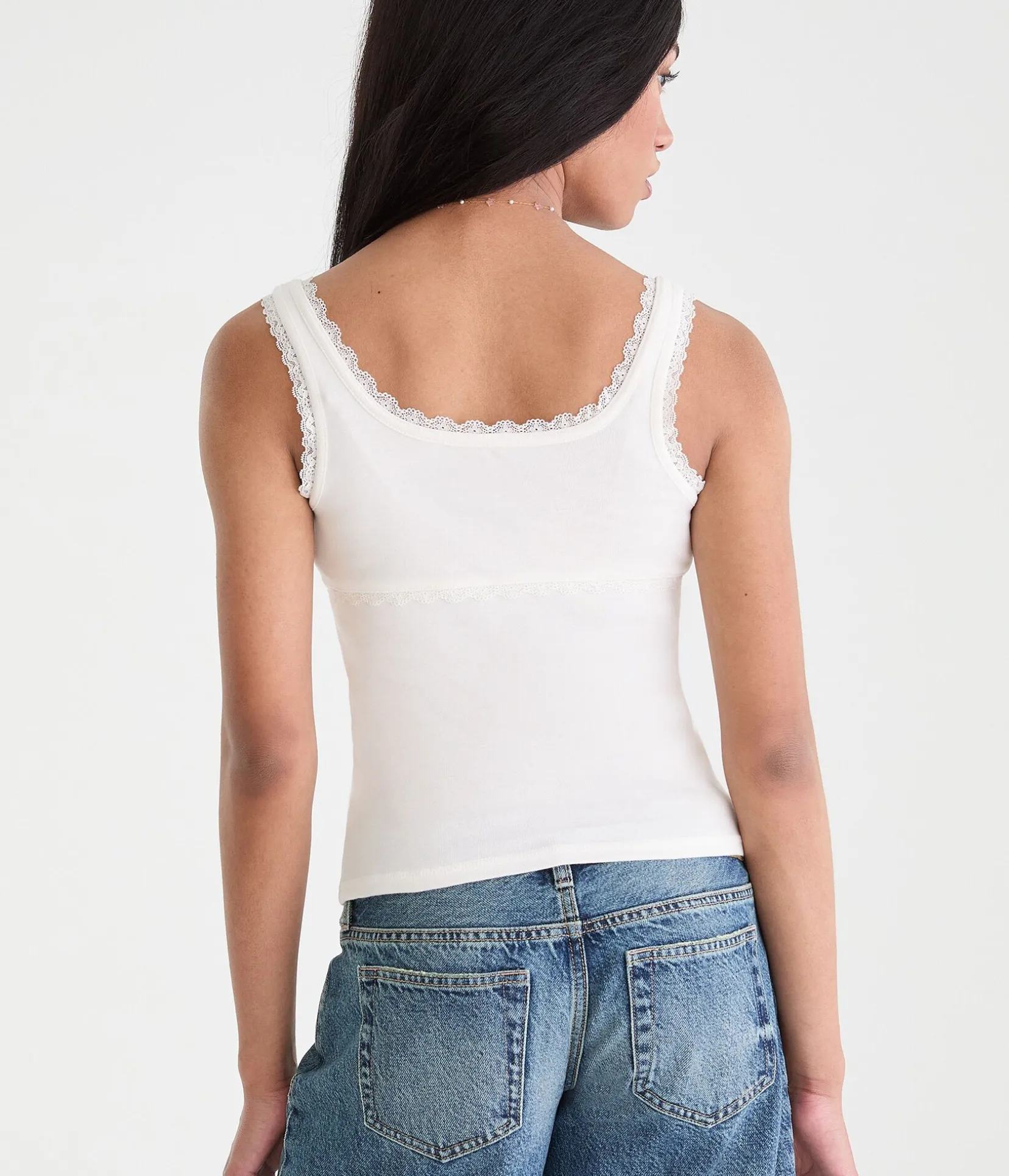Seriously Soft Lace-Trim Buttoned Tank Top