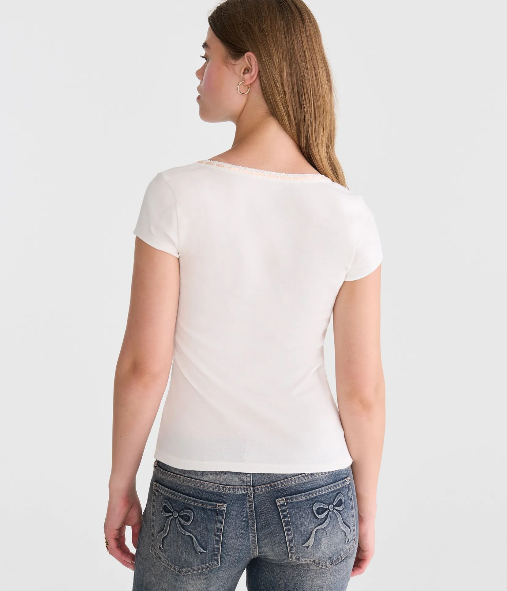 Seriously Soft Ribbon Lace Scoop Tee