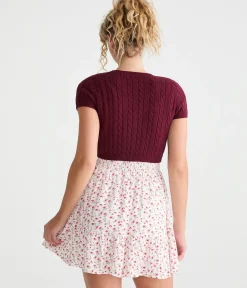 Short Sleeve Cable Knit Sweater Shrug